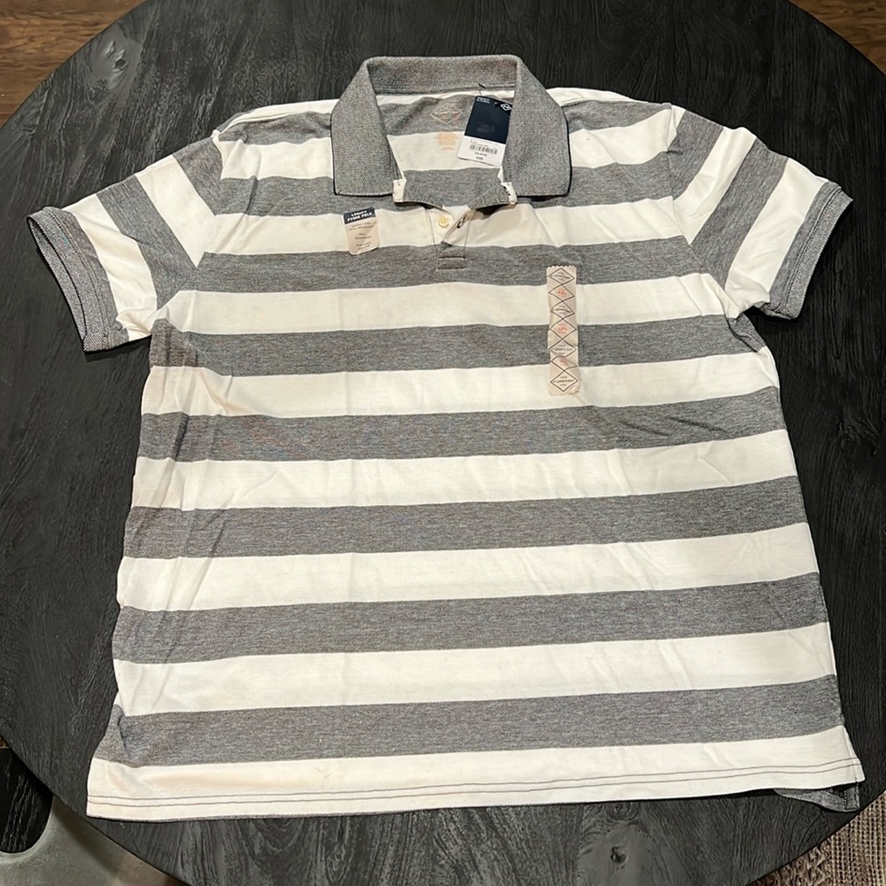 St. John’s Bay White & Grey Striped Polo Shirt Men’s Sized XXL - Big & Tall